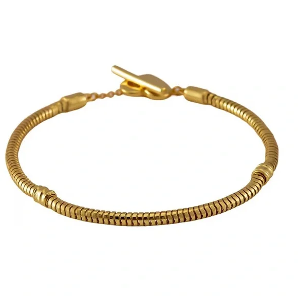 🌹NWOT🌹 14K Gold Over Sterling Silver Heart Toggle Bracelet  Size 7.25” - Picture 5 of 5